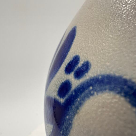 Vtg Handarbeit Salt Glaze German Water Jug Pitcher Art Pottery Gray Blue Cottage - Picture 5 of 13